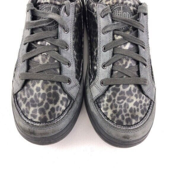 FitFlop Rally Pewter Leopard Leather Sneakers 9 - Picture 12 of 12